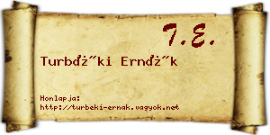 Turbéki Ernák névjegykártya